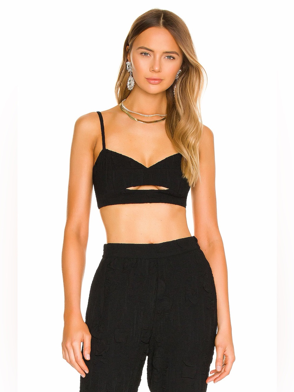 LPA Liviana Top Textured Black Crop Bralette